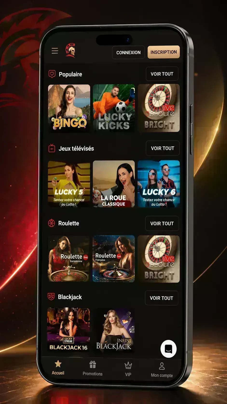 Casino live Legionbet sur mobile