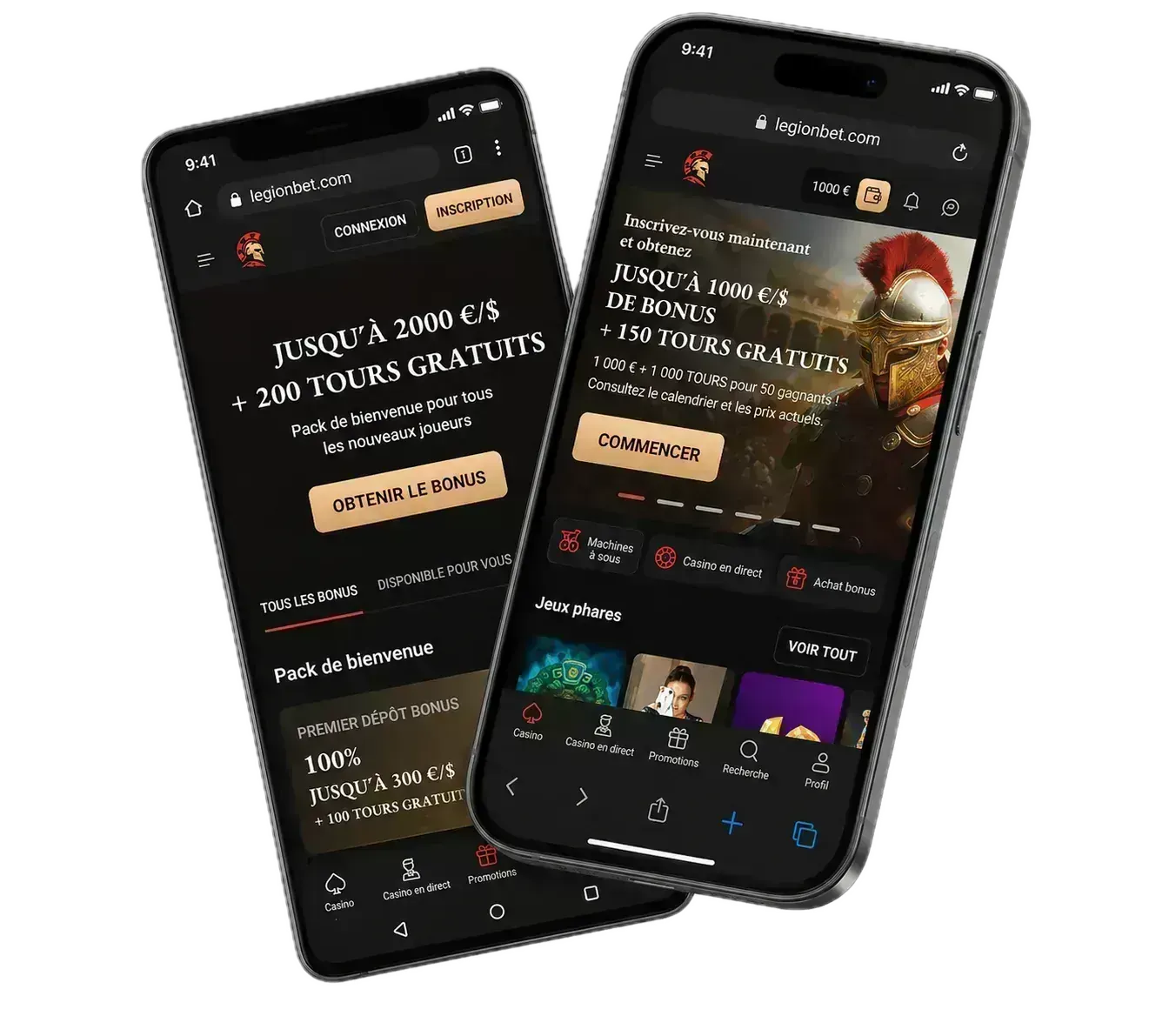 Expérience mobile Legionbet Casino